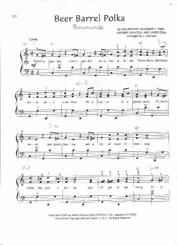 télécharger la partition d'accordéon Beer Barrel Polka (Arrangement : Jay Latulippe) au format PDF