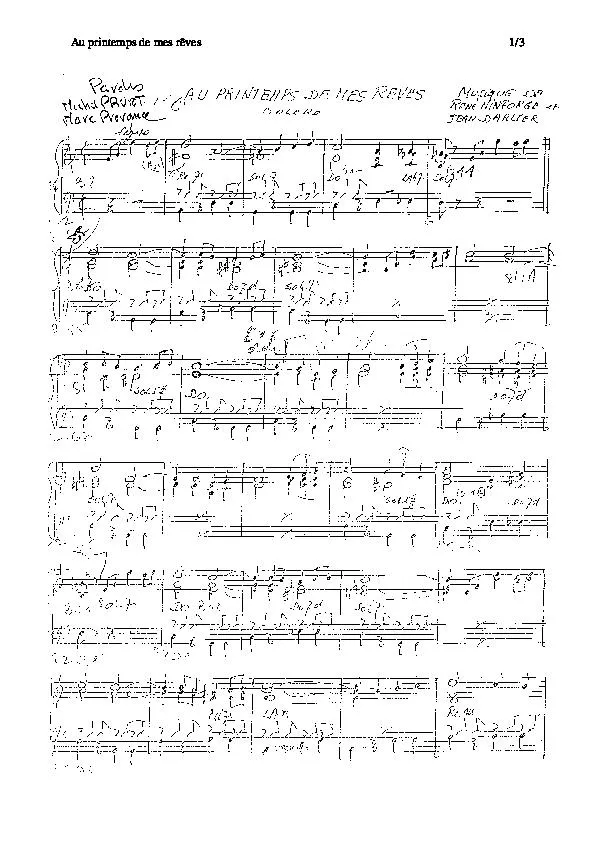 télécharger la partition d'accordéon Au printemps de mes rêves (Boléro) (Partition Manuscrite) au format PDF