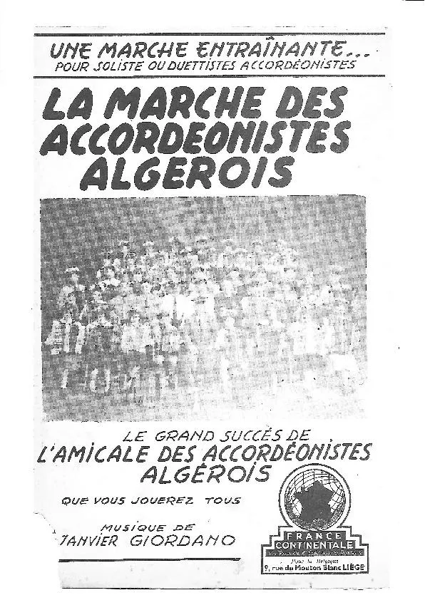 télécharger la partition d'accordéon La marche des accordéonistes Algérois (Arrangement : Marcel Camia) (1er + 2ème Accordéon) au format PDF