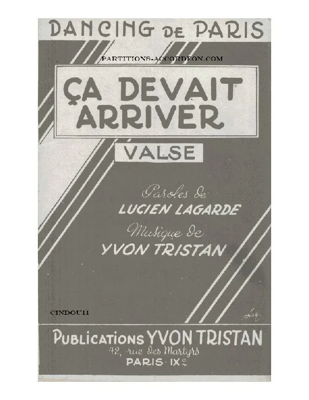 télécharger la partition d'accordéon Ça devait arriver (Orchestration) (Valse) au format PDF