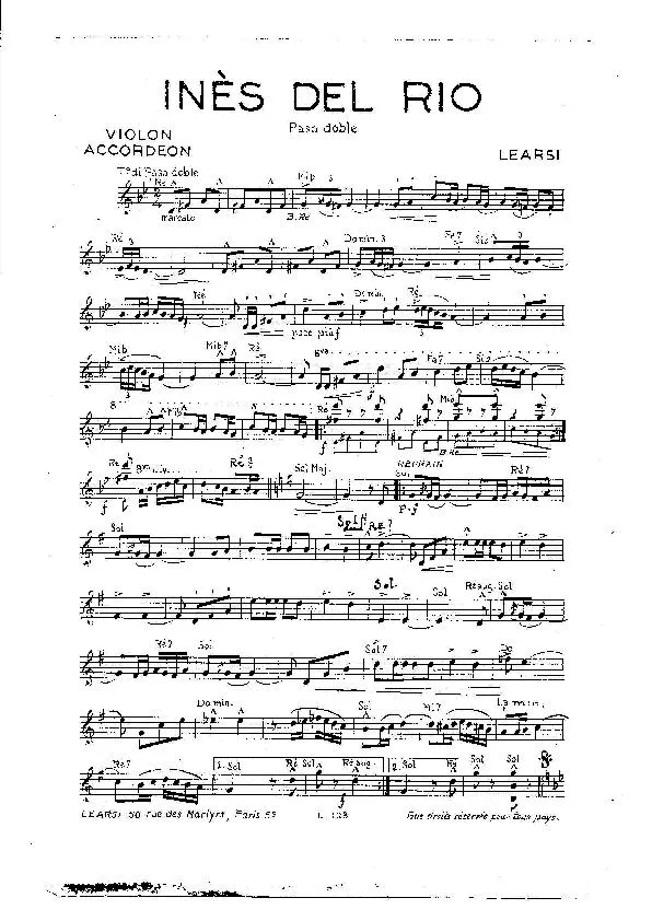 télécharger la partition d'accordéon Inès del Rio (Orchestration) (Paso Doble) au format PDF