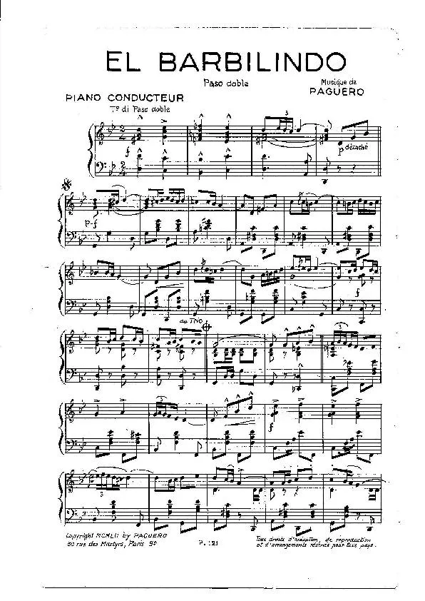 télécharger la partition d'accordéon Barbilindo (Orchestration) (Paso Doble) au format PDF