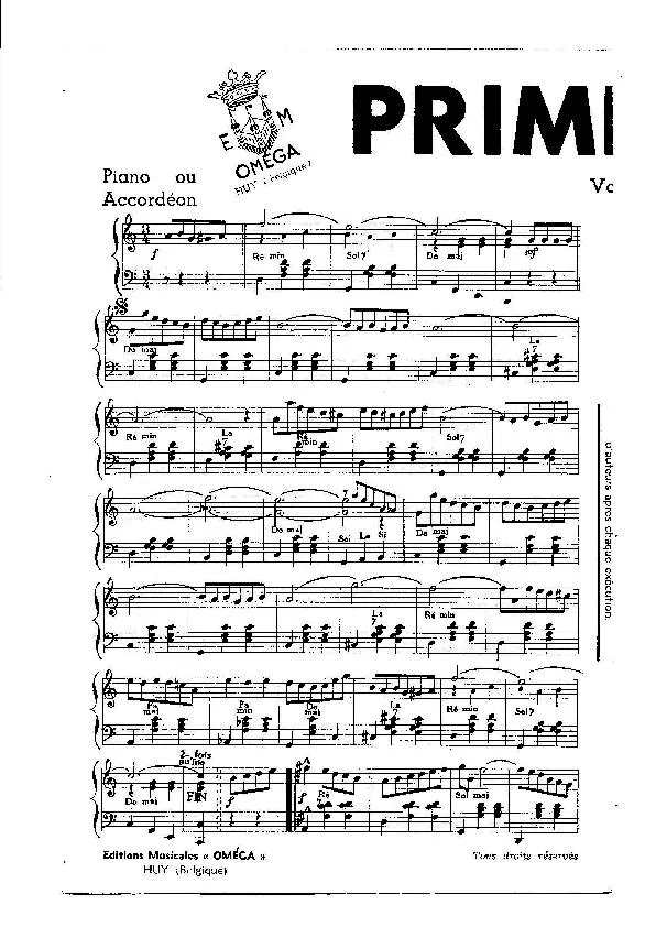 télécharger la partition d'accordéon Primevère (Orchestration Complète) (Valse) au format PDF
