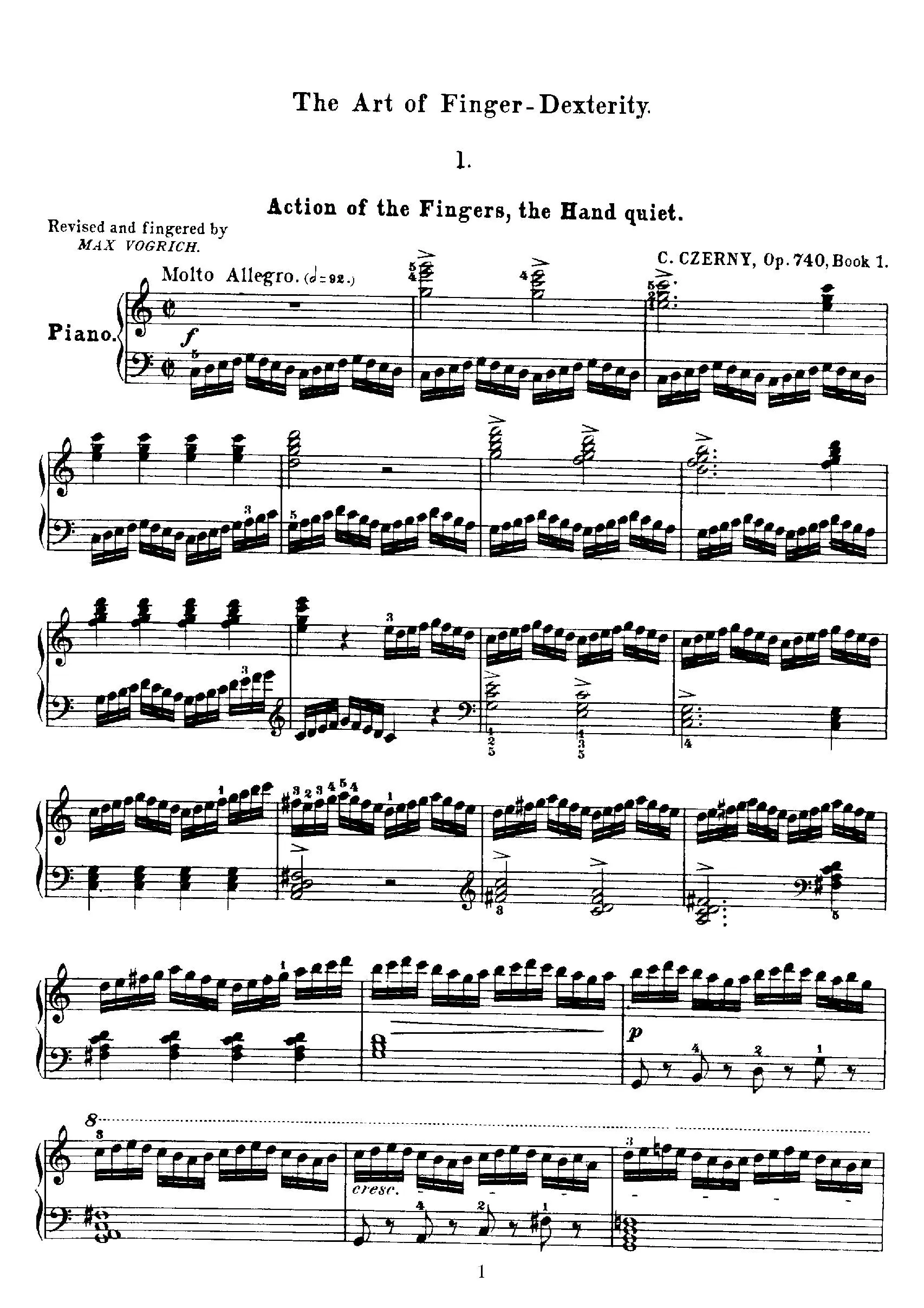 télécharger la partition d'accordéon Czerny (Piano) Book 1 au format PDF
