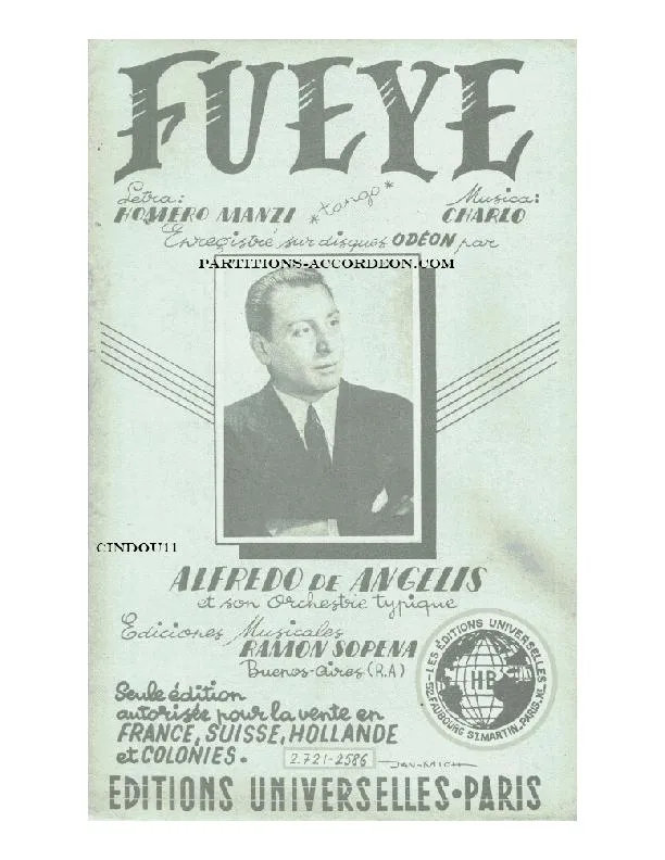 télécharger la partition d'accordéon Fueye (Orchestration Complète) (Tango) au format PDF