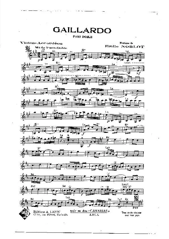 télécharger la partition d'accordéon Gaillardo (Orchestration Complète) (Paso Doble) au format PDF