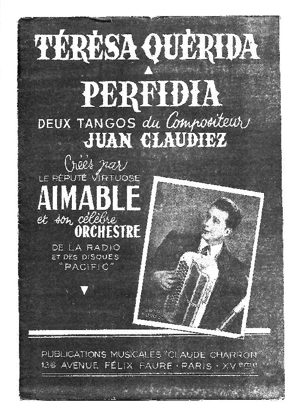 télécharger la partition d'accordéon Perfidia (Créé par : Aimable) (Tango Mélodique) au format PDF