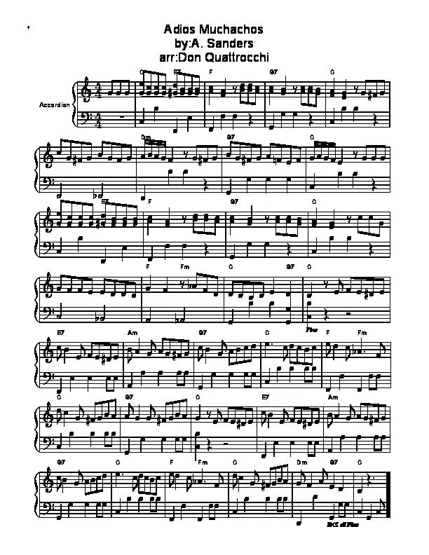 télécharger la partition d'accordéon Adios Muchachos (Arrangement : Don Quattrocchi) (Tango) au format PDF