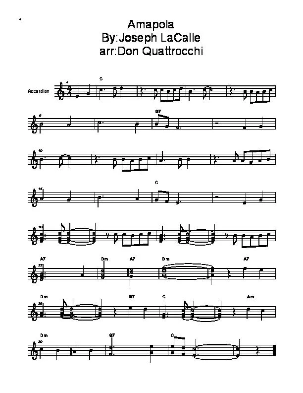 télécharger la partition d'accordéon Amapola (Arrangement : Don Quattrocchi) au format PDF