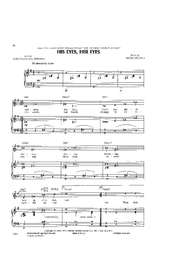 télécharger la partition d'accordéon His eyes her eyes (Slow) au format PDF