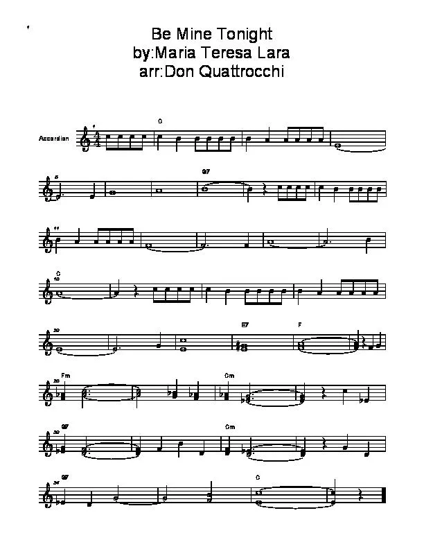 télécharger la partition d'accordéon Be Mine Tonight  (Arrangement : Don Quattrocchi) au format PDF