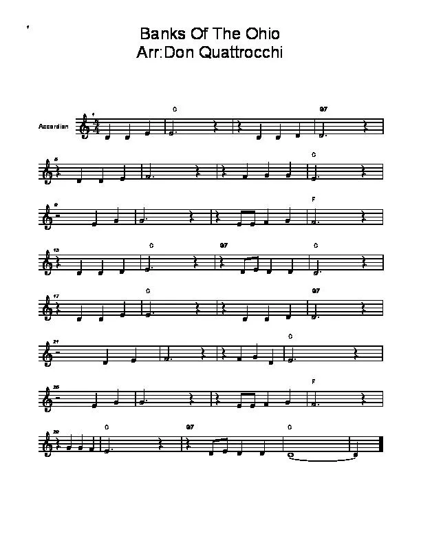 télécharger la partition d'accordéon Banks Of The Ohio (Arrangement : Don Quattrocchi) au format PDF