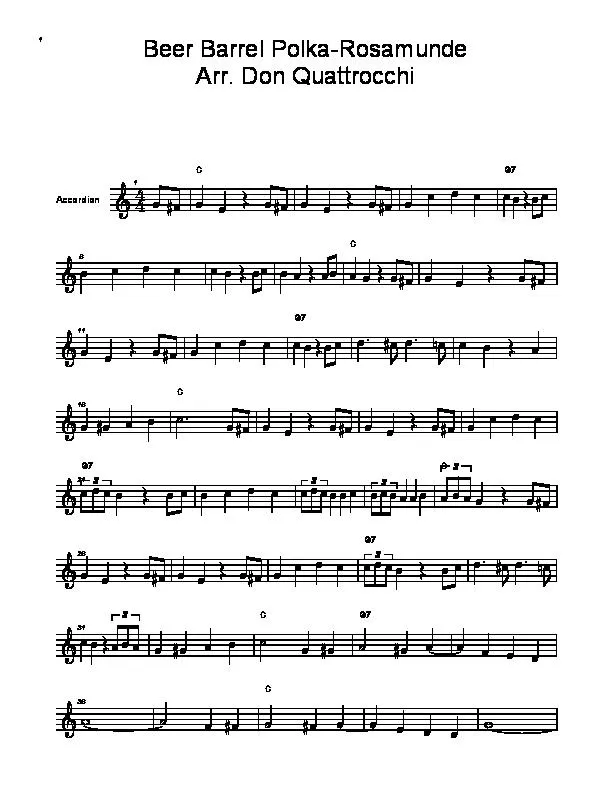 télécharger la partition d'accordéon Beer Barrel Polka (Rosamunde) (Arrangement : Don Quattrocchi) au format PDF
