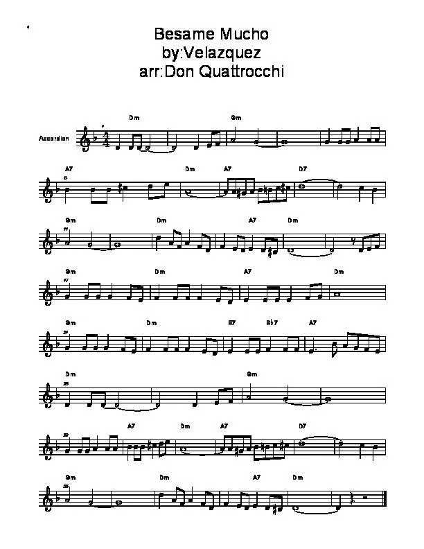 télécharger la partition d'accordéon Besame Mucho (Arrangement : Don Quattrocchi) au format PDF