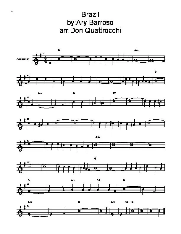 télécharger la partition d'accordéon Brazil (Arrangement : Don Quattrocchi) au format PDF