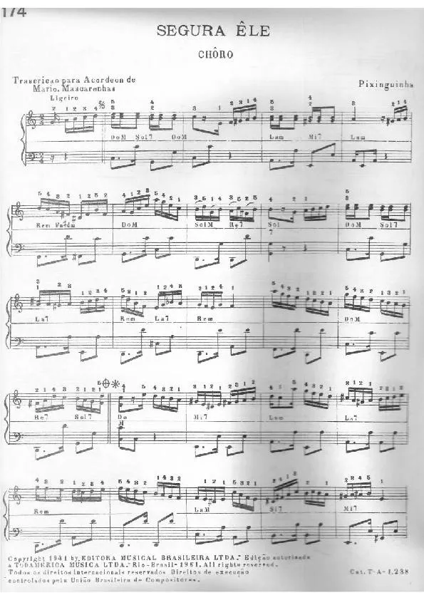 télécharger la partition d'accordéon Segura Êle (Arrangement : Mario Mascarenhas) (Chôro) au format PDF
