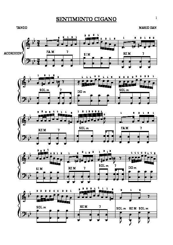 télécharger la partition d'accordéon Sentimento Cigano (Tango) au format PDF