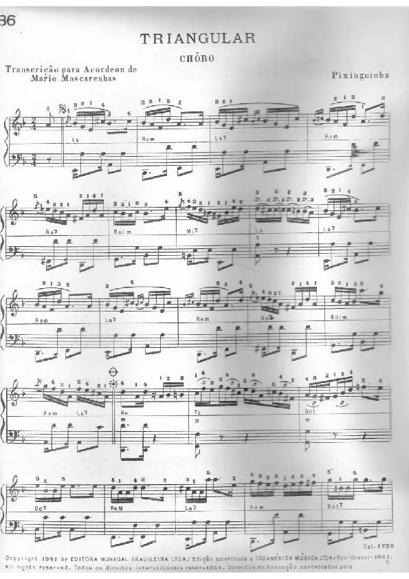 télécharger la partition d'accordéon Triangular (Arrangement : Mario Mascarenhas) (Chôro)  au format PDF