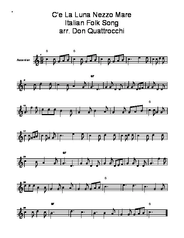 télécharger la partition d'accordéon C'e La Luna Nezzo Mare (Arrangement : Don Quattrocchi) au format PDF