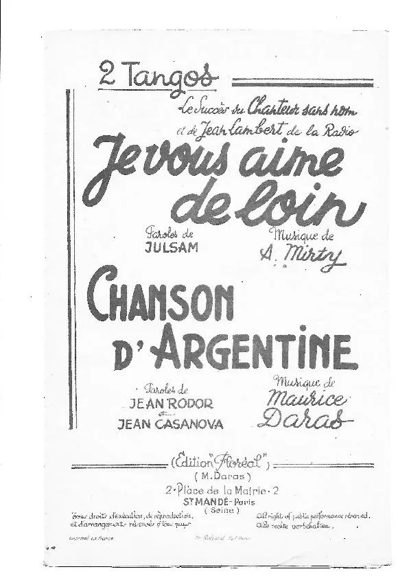 télécharger la partition d'accordéon Chanson d'Argentine (Orchestration) (Tango) au format PDF
