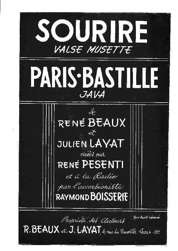 télécharger la partition d'accordéon Paris Bastille (Créée par : René Pesenti et Raymond Boisserie) (Java Variations) au format PDF