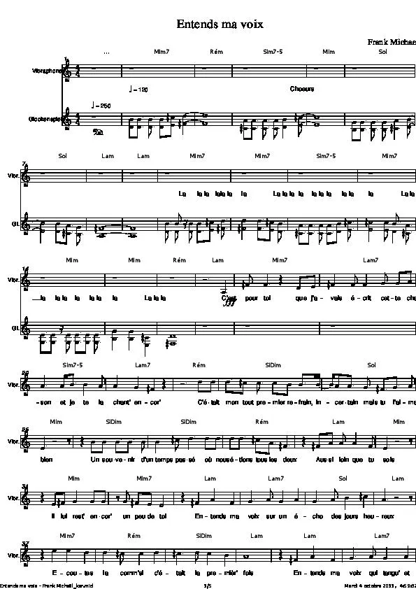 télécharger la partition d'accordéon Entends ma voix (Relevé) au format PDF