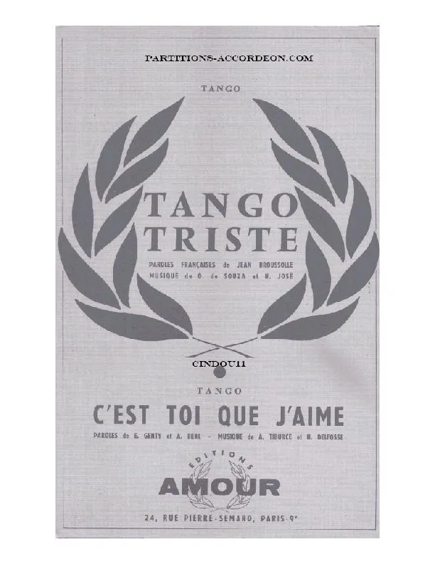 télécharger la partition d'accordéon C'est toi que j'aime (Arrangement : Miguel Barrios) (Orchestration Complète) (Tango) au format PDF
