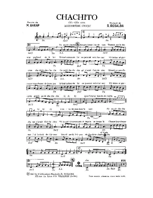 télécharger la partition d'accordéon Chachito (Cha Cha Cha) au format PDF