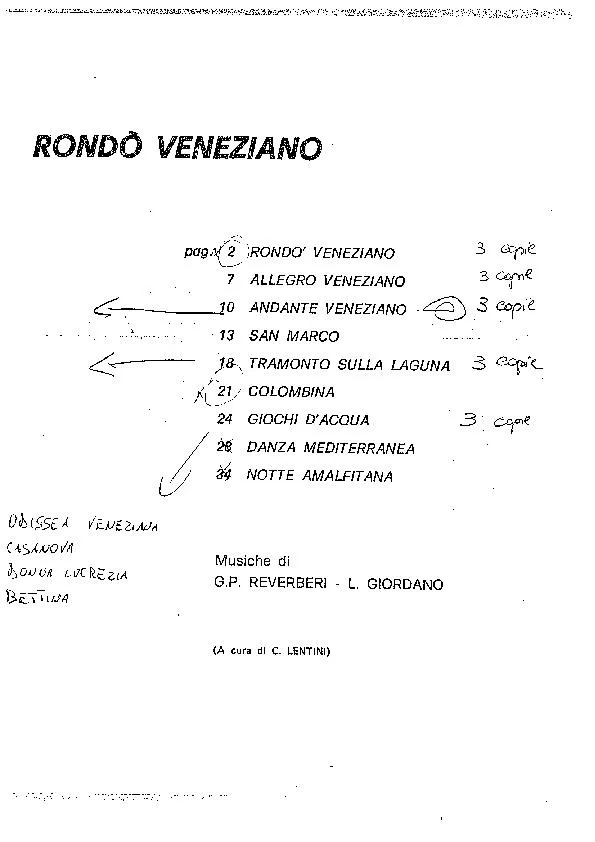 télécharger la partition d'accordéon Recueil Rondo Veneziano (9 titres) au format PDF