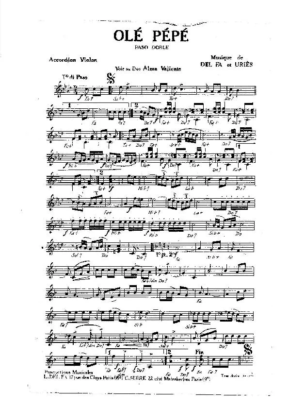 télécharger la partition d'accordéon Olé Pépé (Orchestration) (Paso Doble) au format PDF