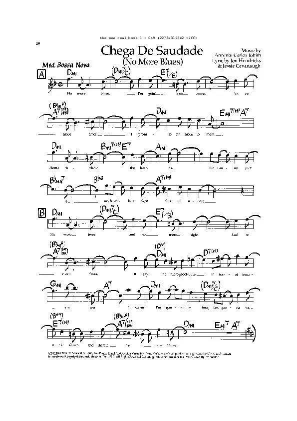 télécharger la partition d'accordéon Chega De Saudade (No More Blues) (Bossa Nova) au format PDF