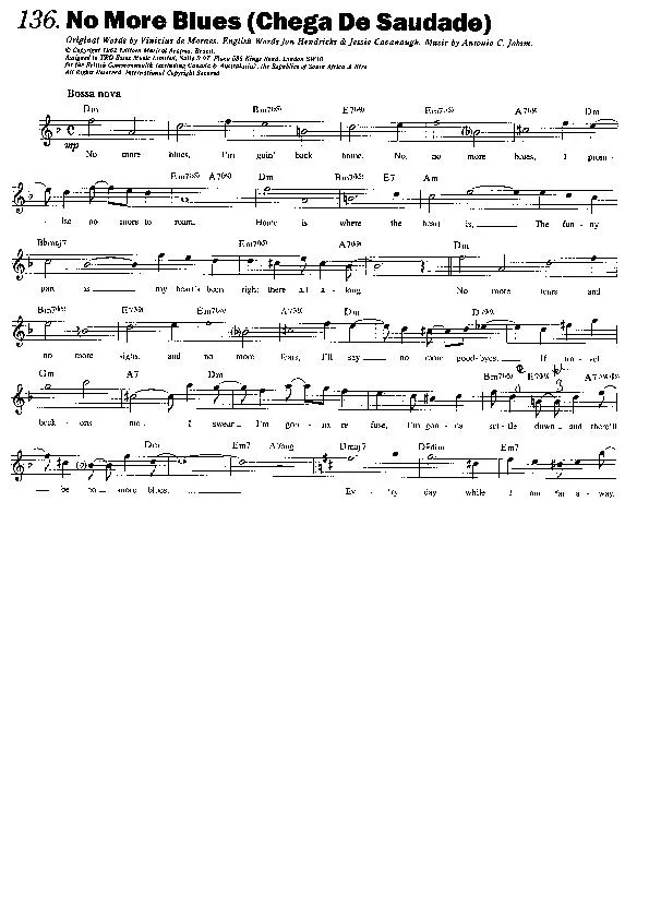 télécharger la partition d'accordéon No More Blues (Chega de Saudade) (Bossa Nova) au format PDF