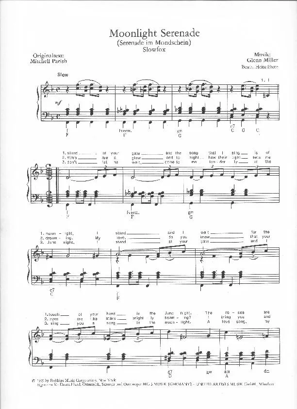 télécharger la partition d'accordéon Moonlight Serenade (Serenade im Mondschein) (Arrangement : Heinz Ehme) (Slow Fox) au format PDF