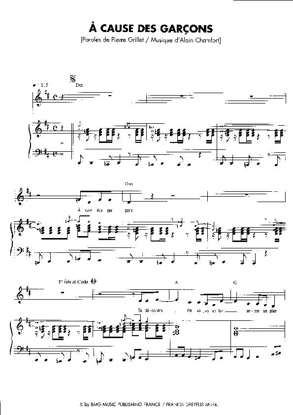 télécharger la partition d'accordéon A cause des garçons (Chant : Yelle) au format PDF