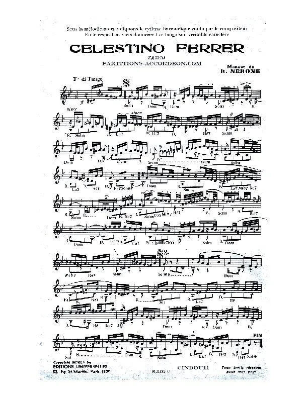 télécharger la partition d'accordéon Celestino Ferrer (Tango) au format PDF