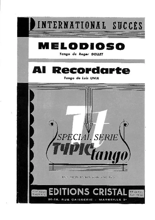 télécharger la partition d'accordéon Melodioso (Bandonéon A + B) (Tango) au format PDF