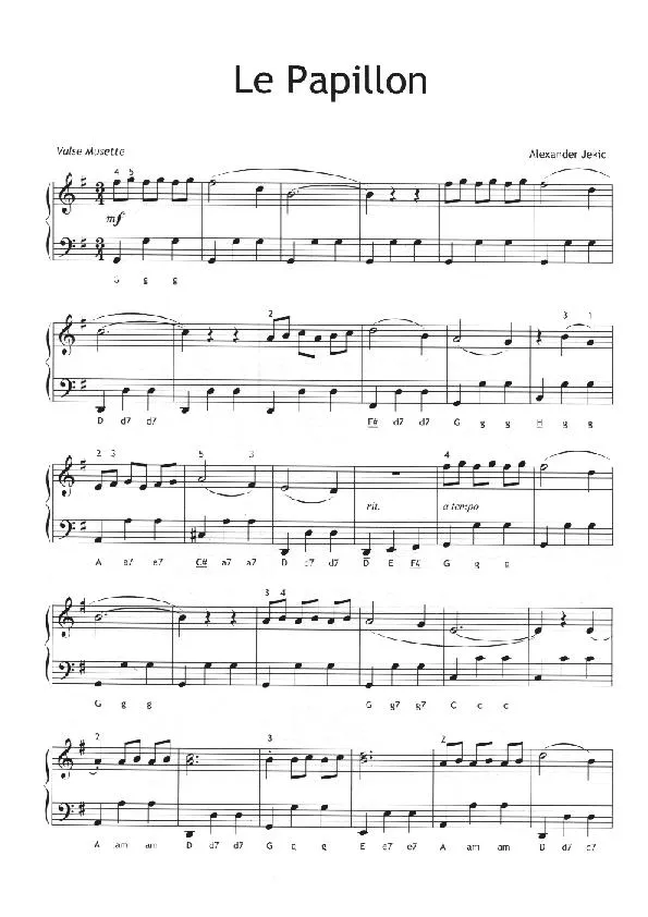 télécharger la partition d'accordéon Le Papillon (Valse Musette) au format PDF