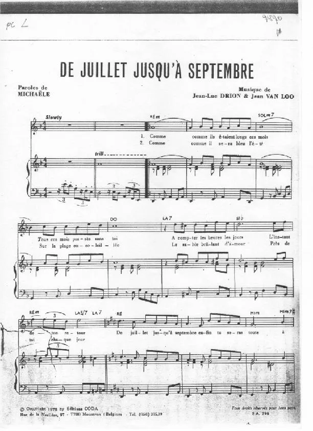télécharger la partition d'accordéon De juillet jusqu'à septembre (Slow) au format PDF