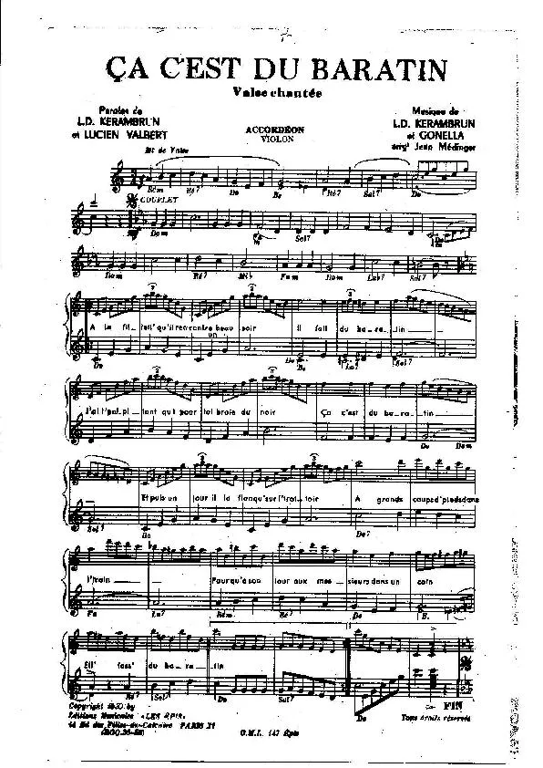 télécharger la partition d'accordéon Ça c'est du baratin (Arrangement : Jean Médinger) (Valse Chantée avec Variations) au format PDF