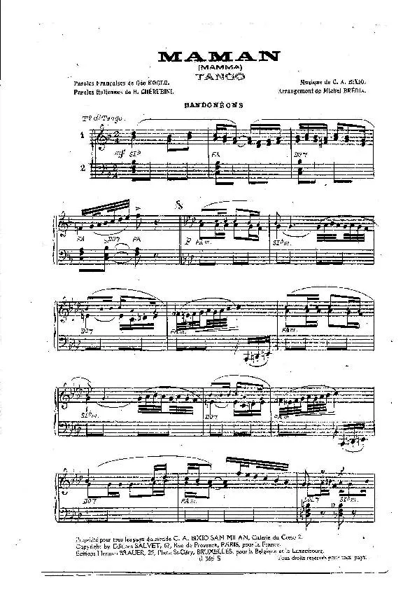 télécharger la partition d'accordéon Maman (Mamma) (Arrangement : Michel Brédia) (Orchestration) (Tango) au format PDF