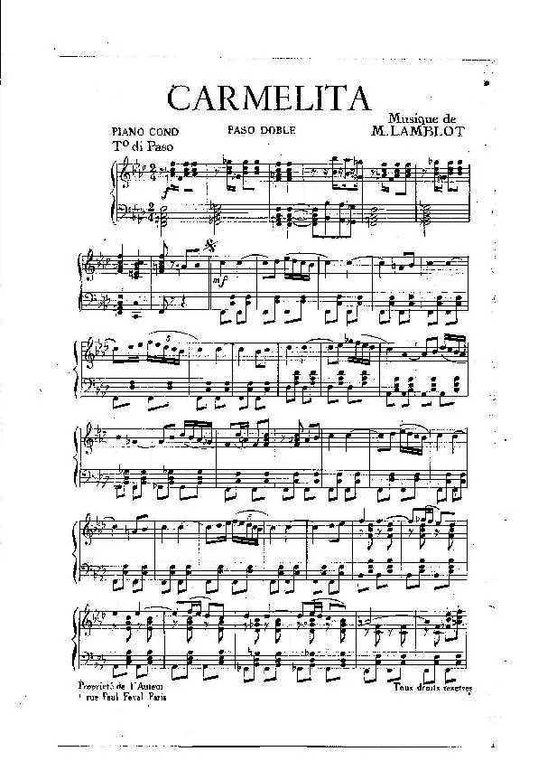 télécharger la partition d'accordéon Carmelita (Paso Doble) au format PDF