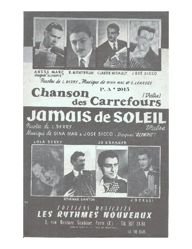 télécharger la partition d'accordéon Jamais de soleil (Orchestration) (Valse) au format PDF