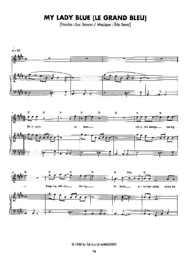 télécharger la partition d'accordéon My Lady Blue (Le grand bleu) au format PDF
