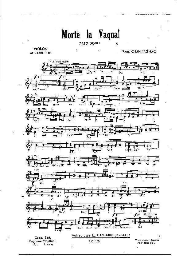 télécharger la partition d'accordéon Morte la vaqua (Orchestration) (Paso Doble) au format PDF