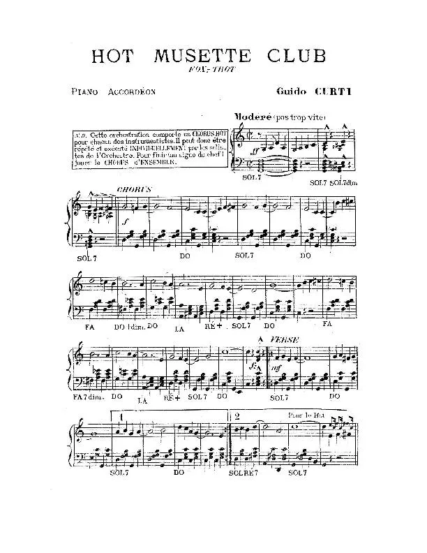 télécharger la partition d'accordéon Hot Musette Club (Fox Trot) au format PDF