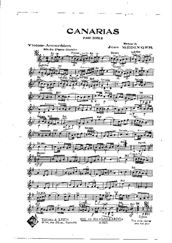 télécharger la partition d'accordéon Canarias (Orchestration Complète) (Paso Doble) au format PDF