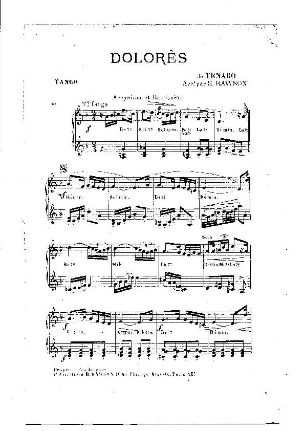 télécharger la partition d'accordéon Dolorès (Arrangement : Henri Rawson) (Orchestration) (Tango) au format PDF