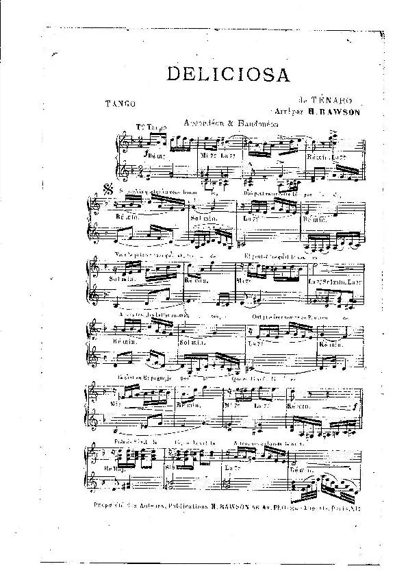télécharger la partition d'accordéon Déliciosa (Arrangement : Henri Rawson) (Orchestration) (Tango) au format PDF