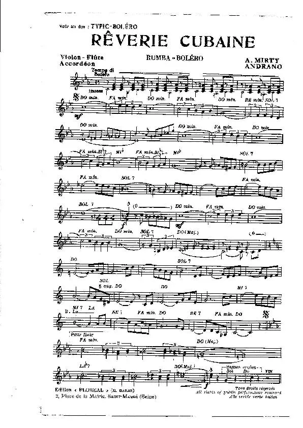 télécharger la partition d'accordéon Rêverie Cubaine (Orchestration) (Rumba Boléro) au format PDF
