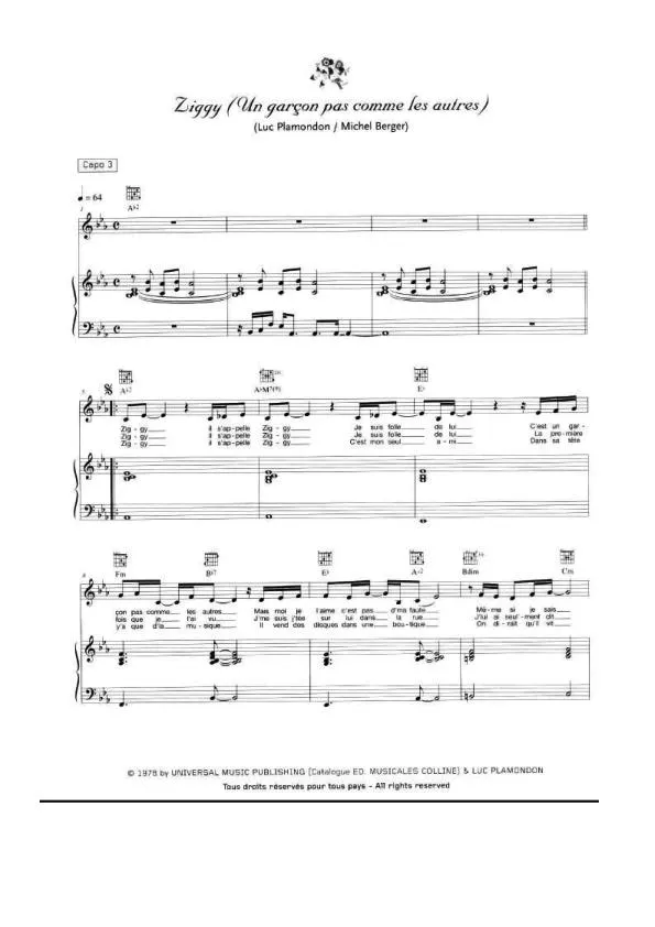 télécharger la partition d'accordéon Ziggy (Un garçon pas comme les autres) (Chant : Céline Dion) au format PDF